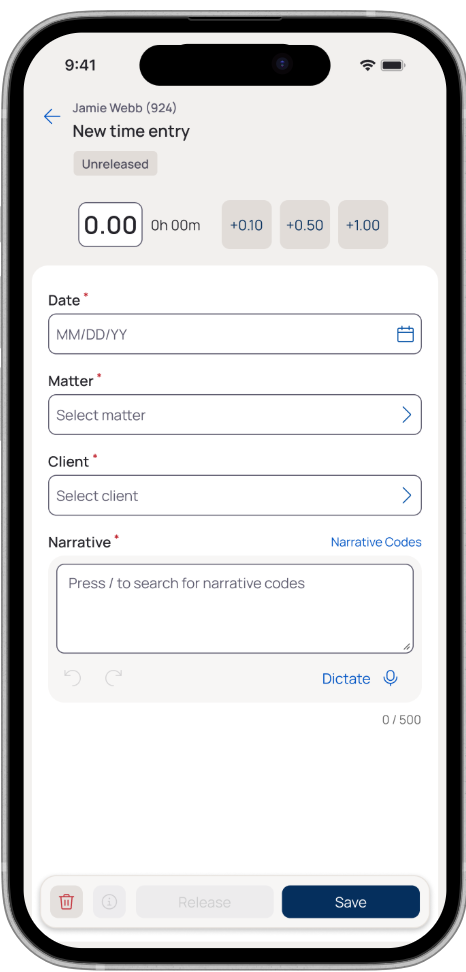A clearer time entry flow: redesigned screen